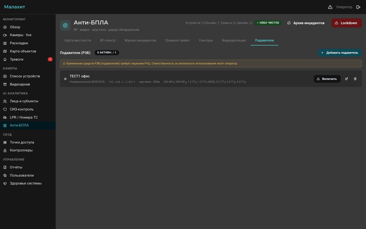 Модуль подавителей и режим Lockdown